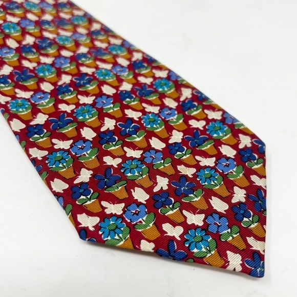 Burberry Other - Vintage BURBERRYS Men’s Multicolor Flower Pot Print Tie Made In England